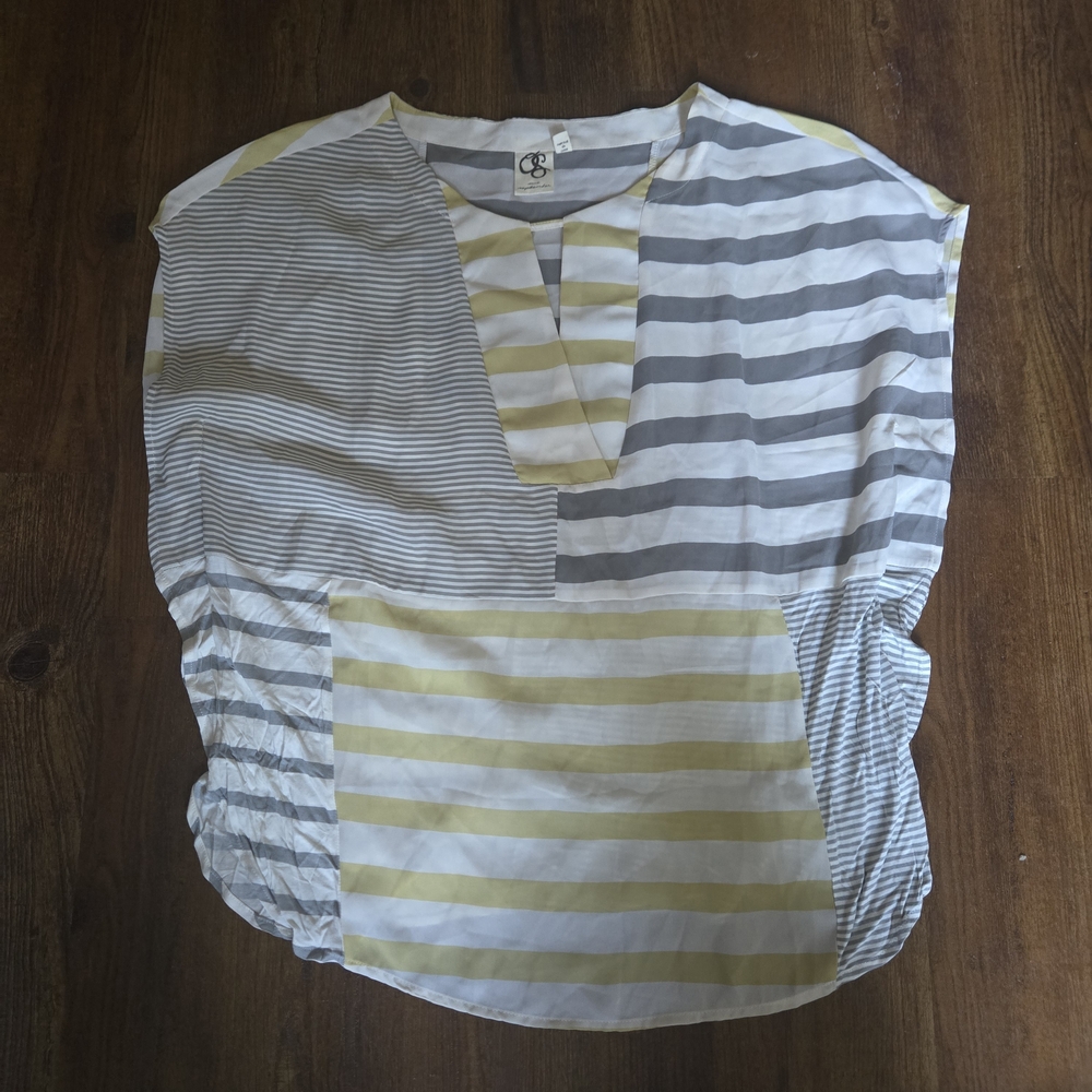 C&C California Striped Patchwork Tunic in Yellow and Gray